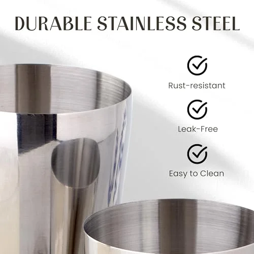 Mixology & Craft All-in-One Stainless Steel Cocktail Shaker Kit with 24 oz Cobbler Shaker, Includes Strainer, Muddler, Spoon, Jiggers, Pourers, Picks, Tongs, Bottle Opener - Gift-Ready Package Tube — 4