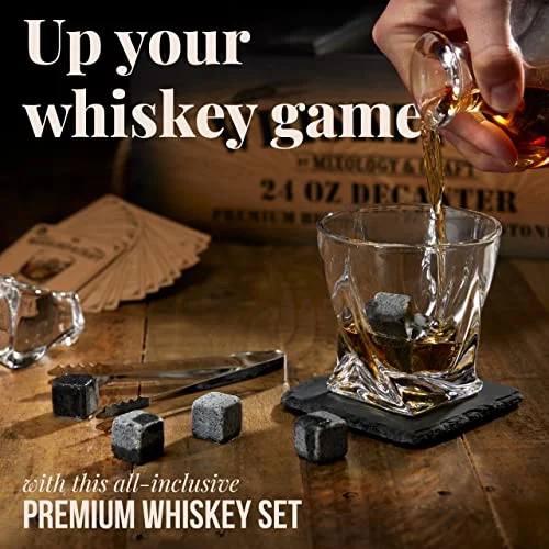 Mixology & Craft Whiskey Decanter & Glasses Set, 17PC - Ideal Gift for Men — 3